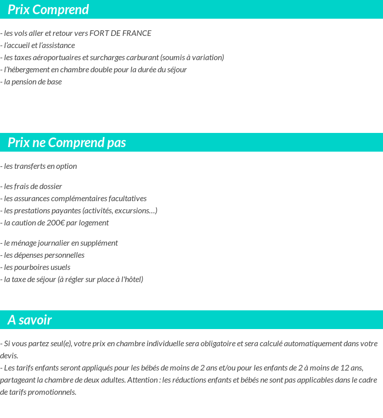 Conditions tarifaires