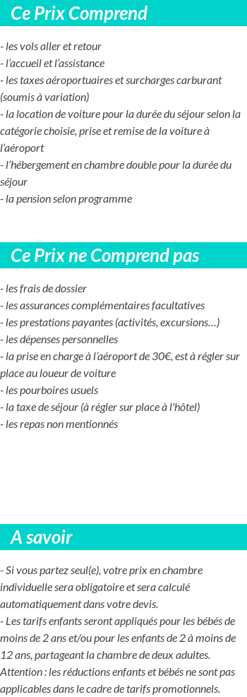 Conditions tarifaires