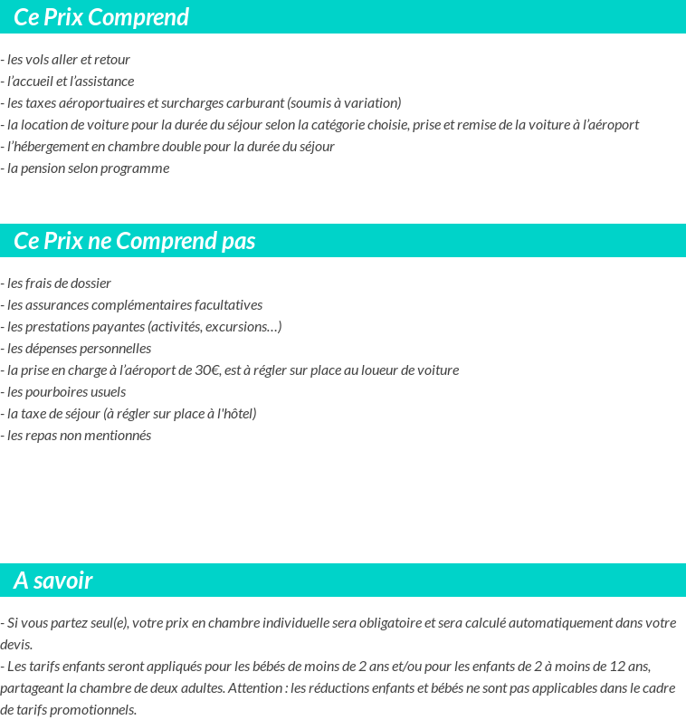 Conditions tarifaires