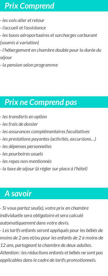Conditions tarifaires