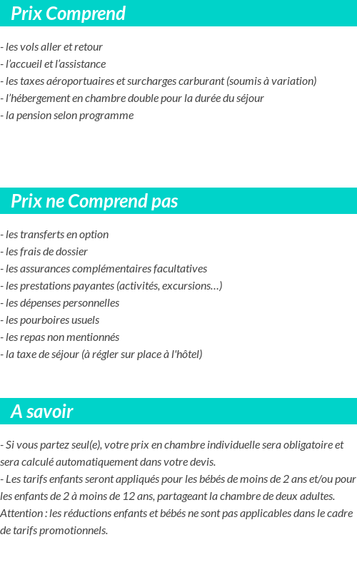 Conditions tarifaires
