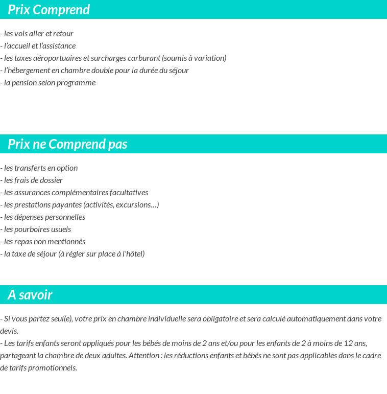 Conditions tarifaires