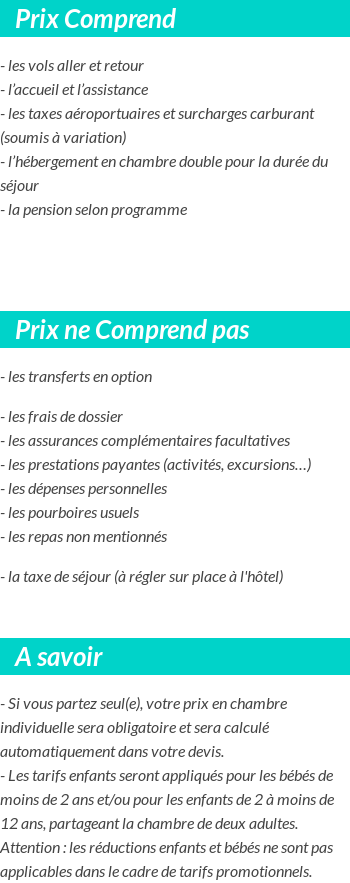 Conditions tarifaires