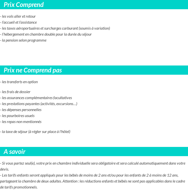 Conditions tarifaires