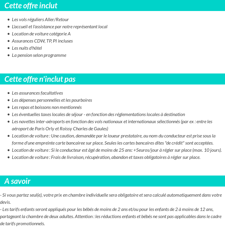 Conditions tarifaires