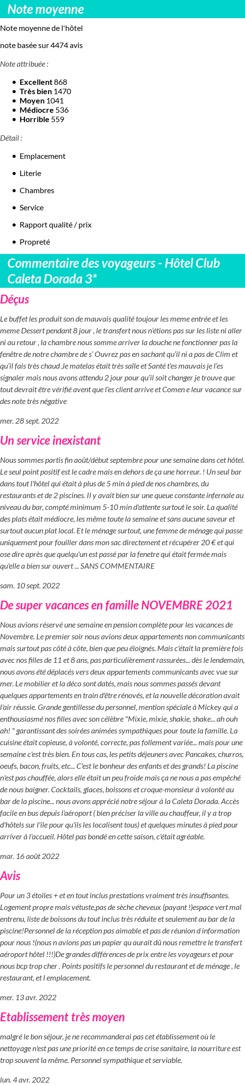 Avis clients