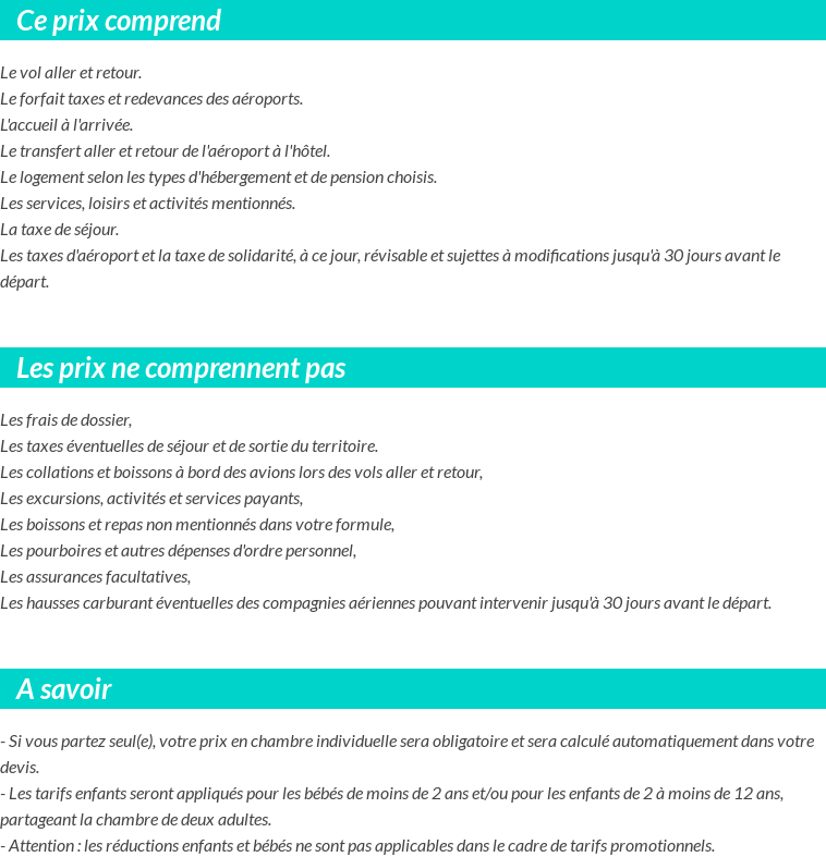 Conditions tarifaires