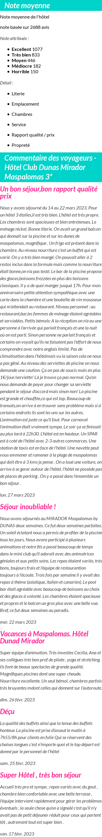 Avis clients