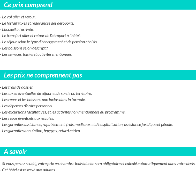 Conditions tarifaires