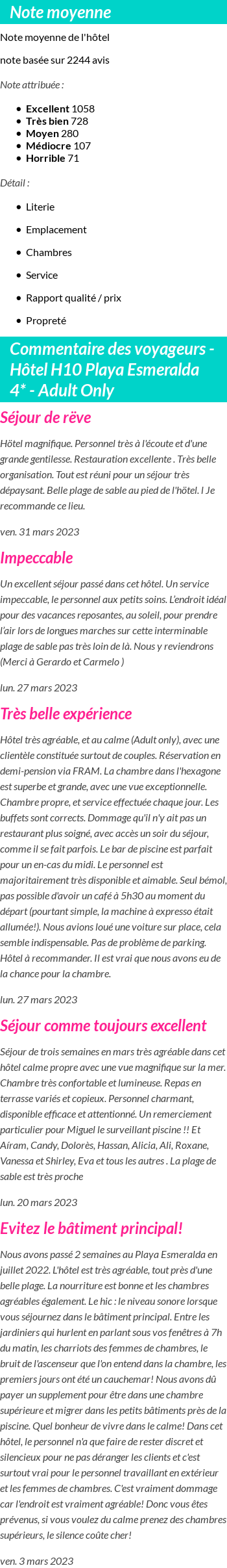 Avis clients