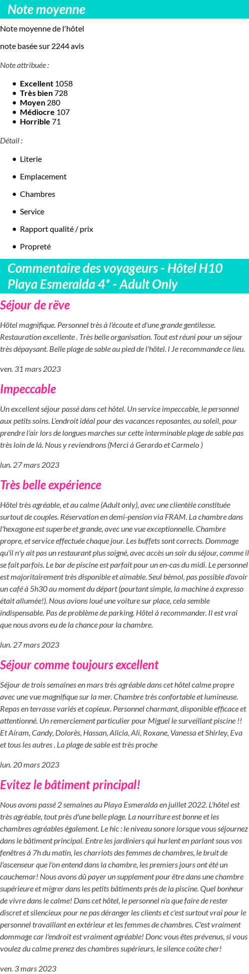 Avis clients