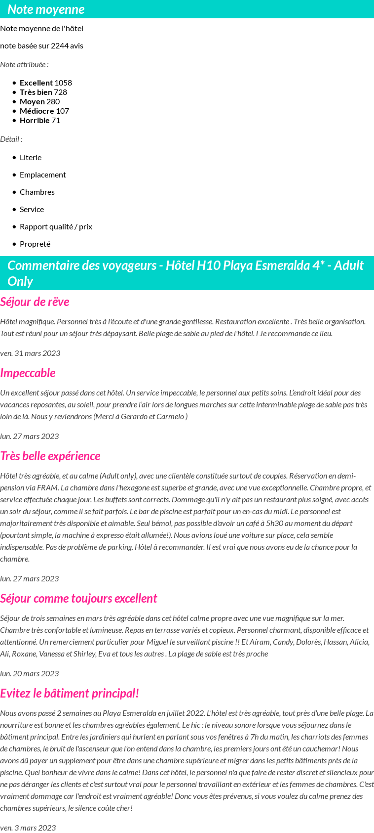 Avis clients