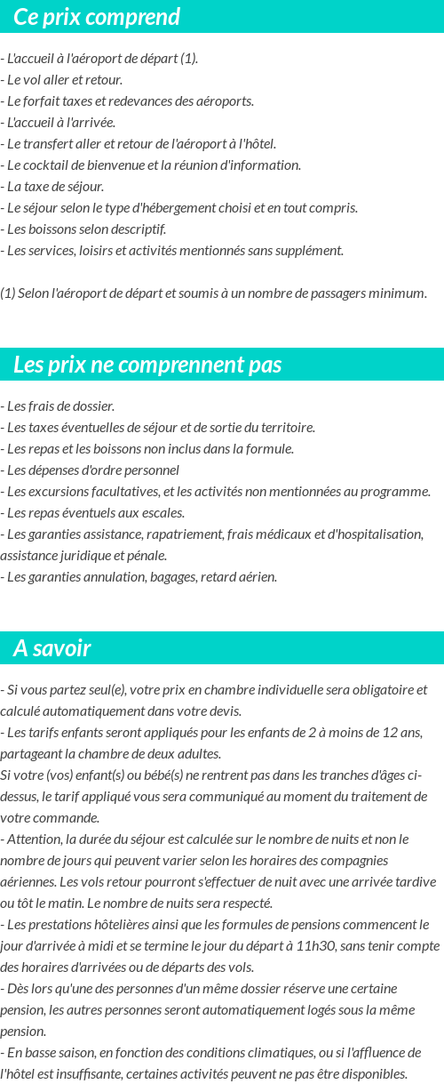 Conditions tarifaires