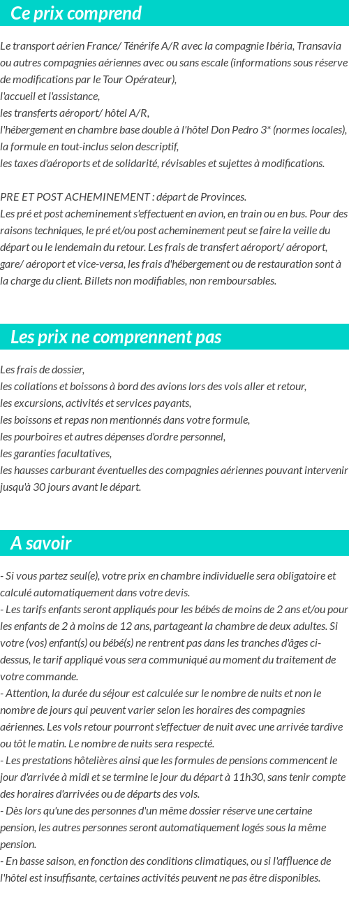 Conditions tarifaires