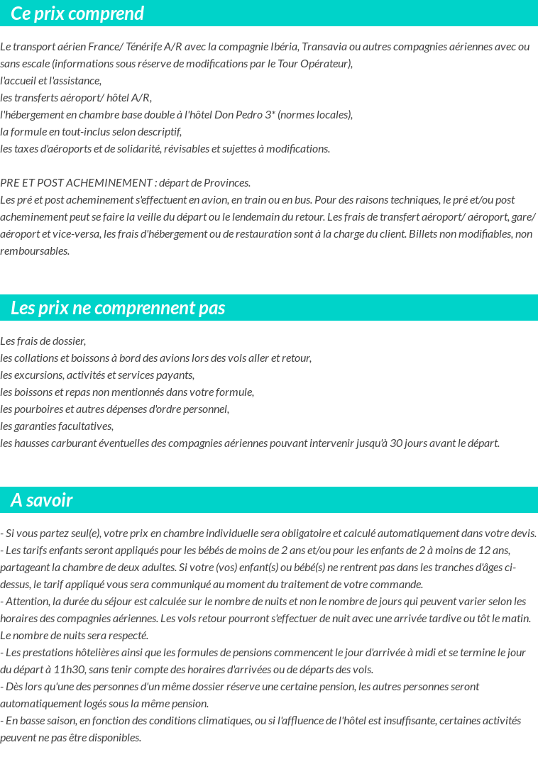 Conditions tarifaires