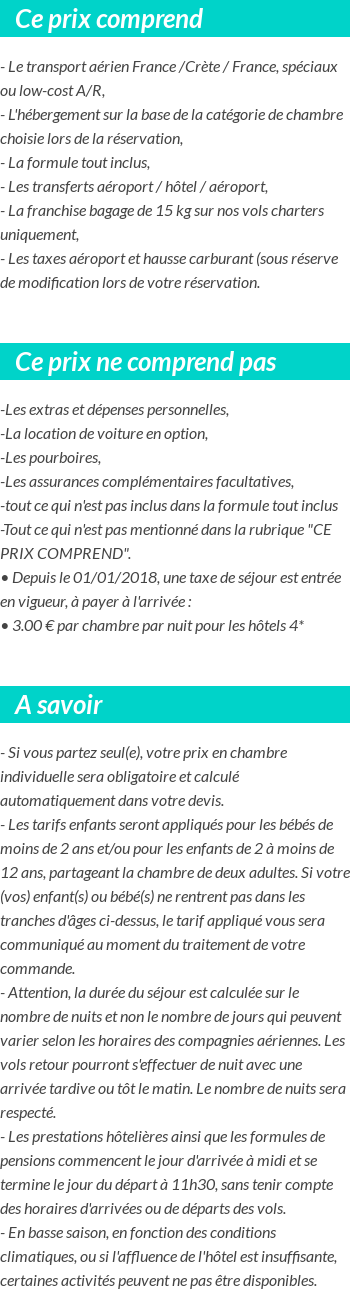 Conditions tarifaires