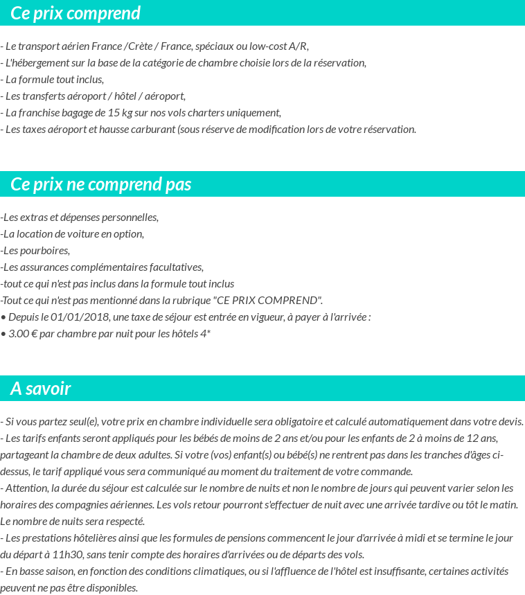 Conditions tarifaires