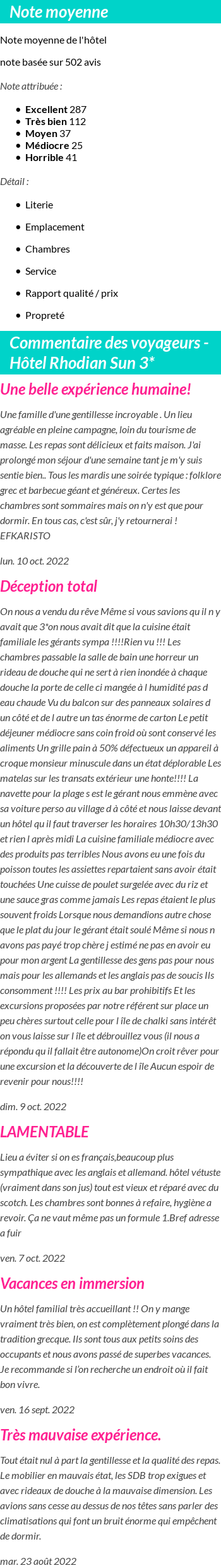 Avis clients