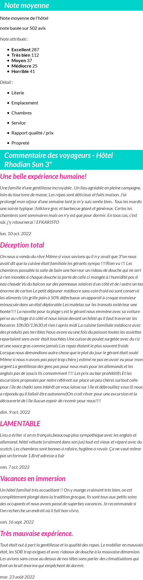 Avis clients