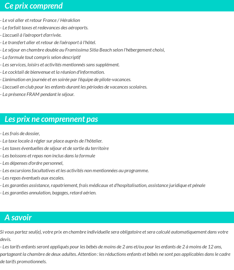 Conditions tarifaires