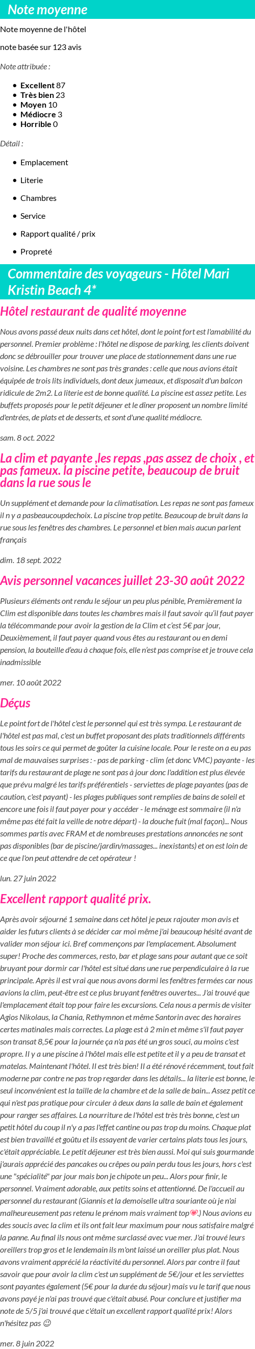 Avis clients