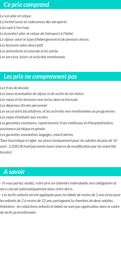 Conditions tarifaires