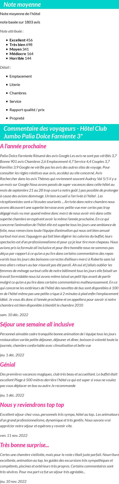 Avis clients