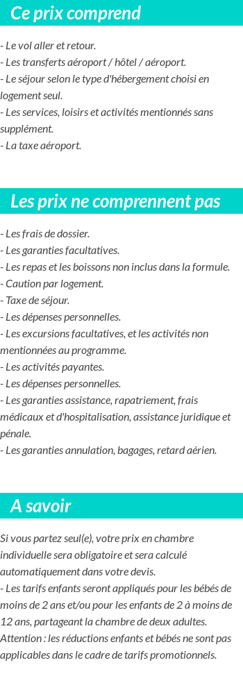 Conditions tarifaires