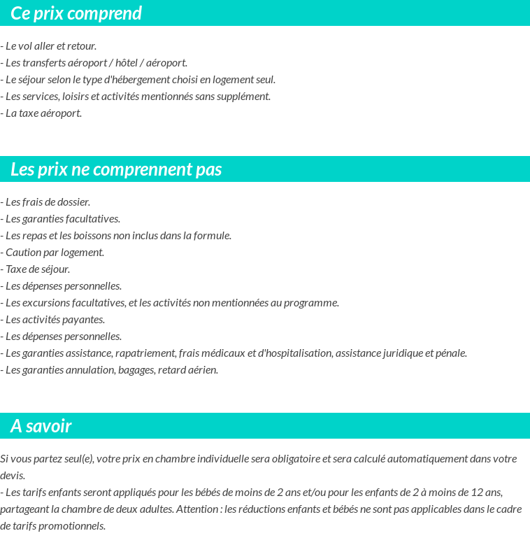 Conditions tarifaires