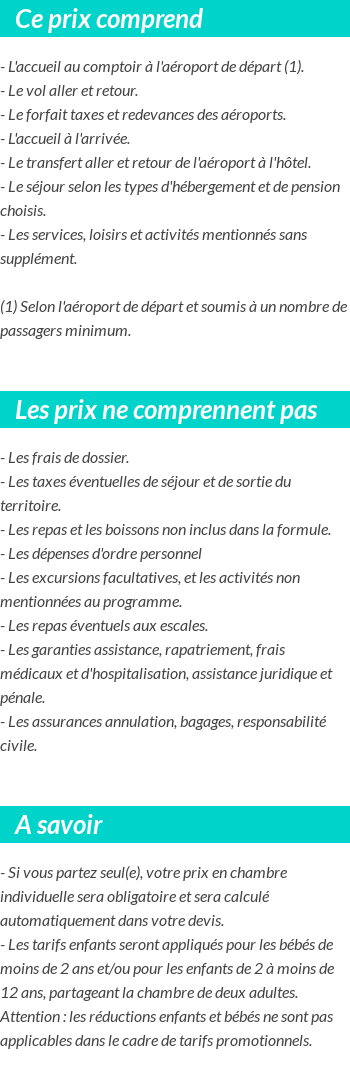Conditions tarifaires