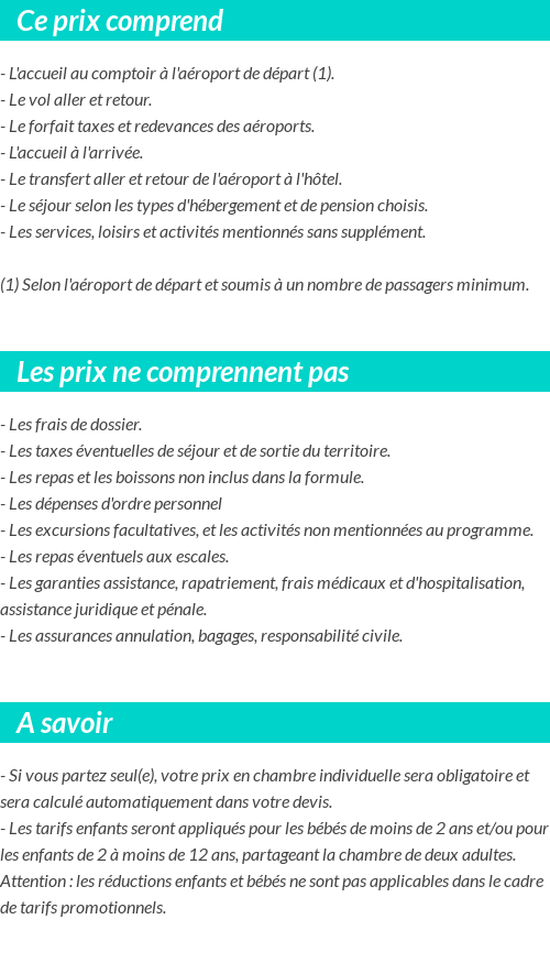 Conditions tarifaires