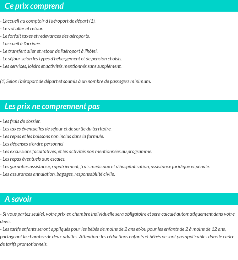 Conditions tarifaires
