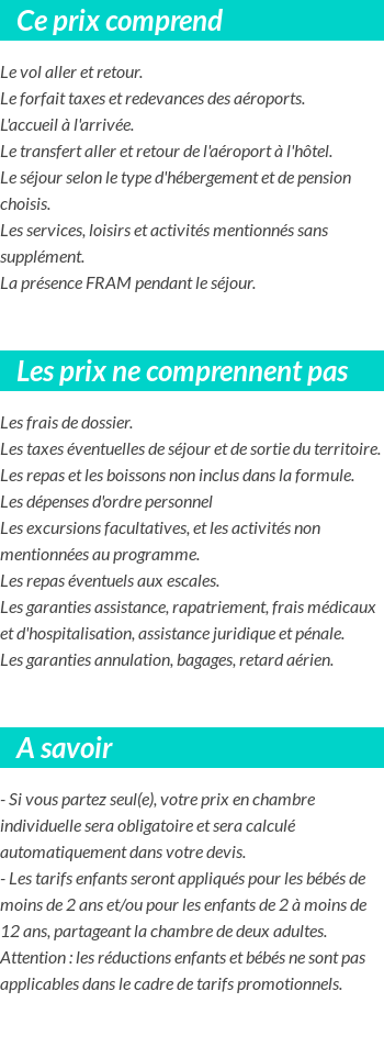 Conditions tarifaires