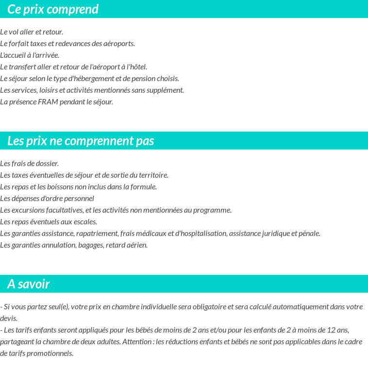 Conditions tarifaires