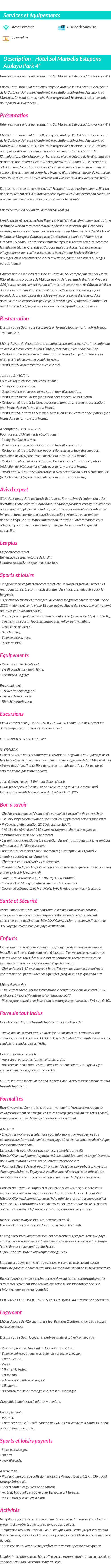 Détails du séjour