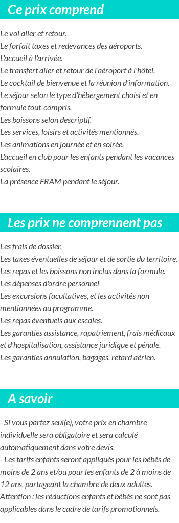Conditions tarifaires