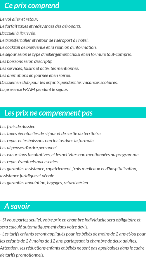 Conditions tarifaires