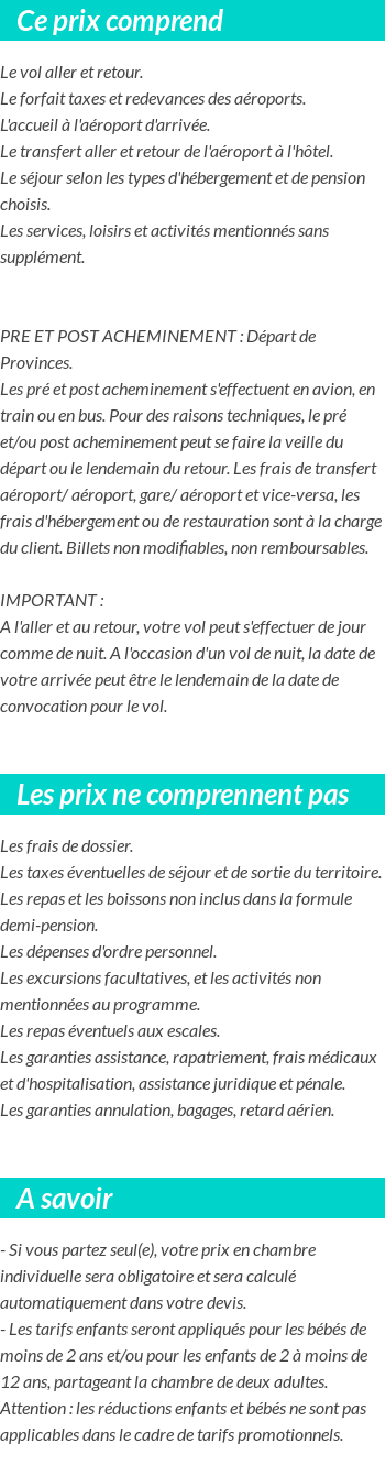 Conditions tarifaires