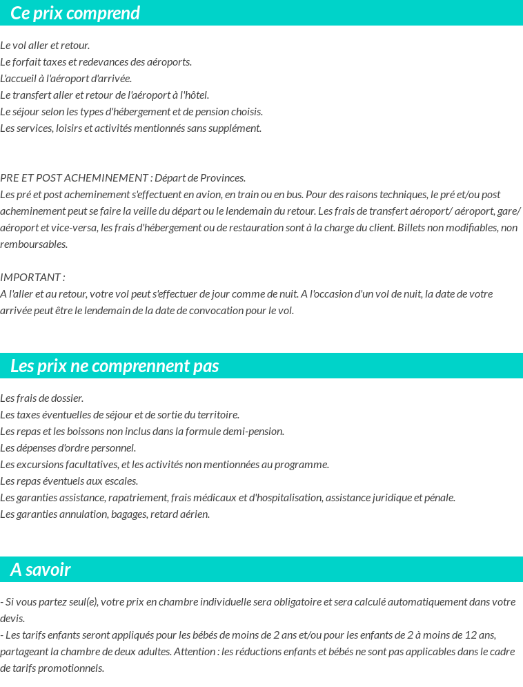 Conditions tarifaires
