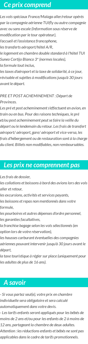 Conditions tarifaires