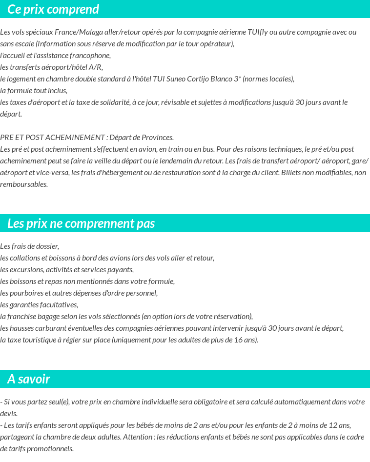 Conditions tarifaires
