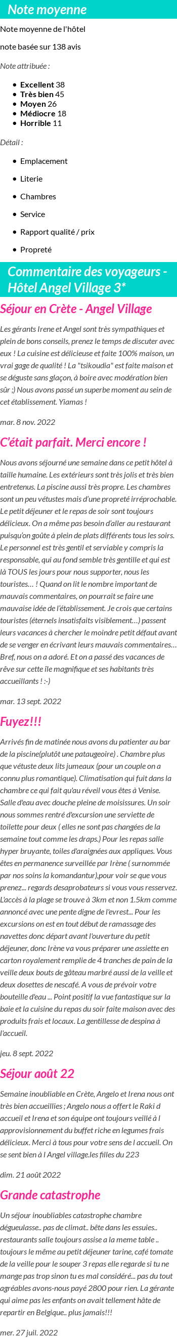 Avis clients