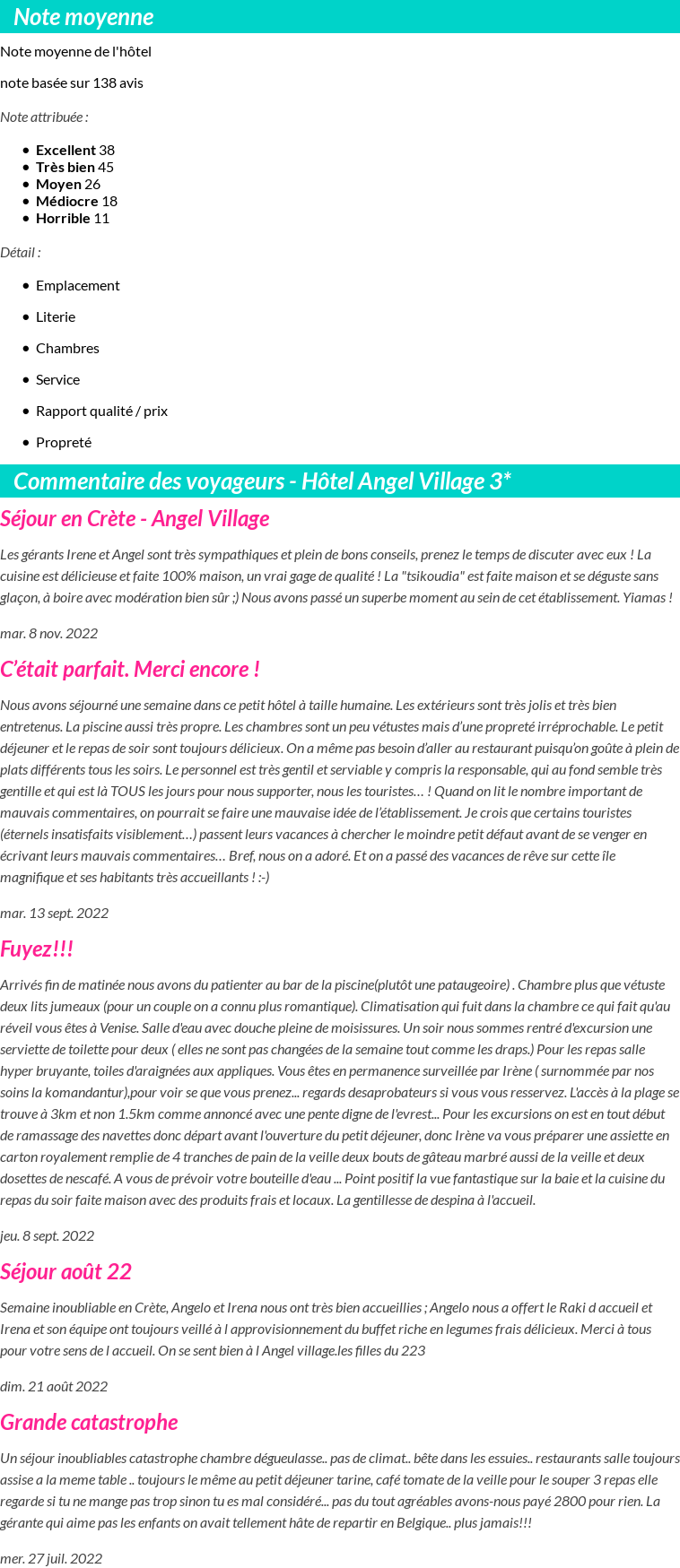 Avis clients