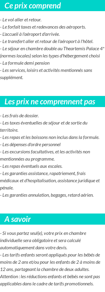 Conditions tarifaires