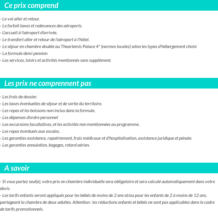 Conditions tarifaires