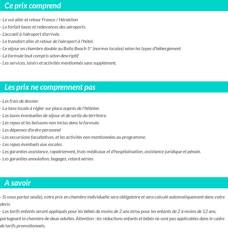 Conditions tarifaires