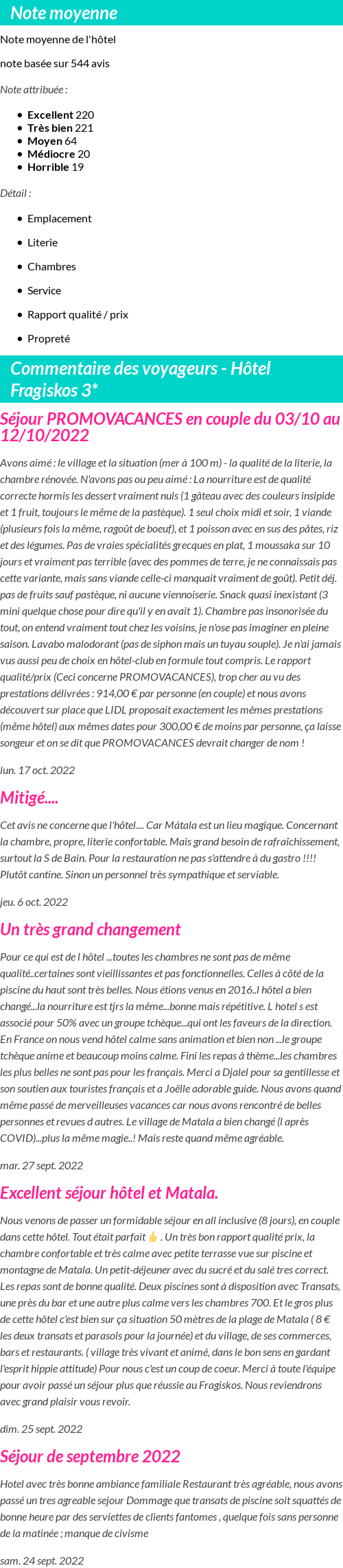 Avis clients