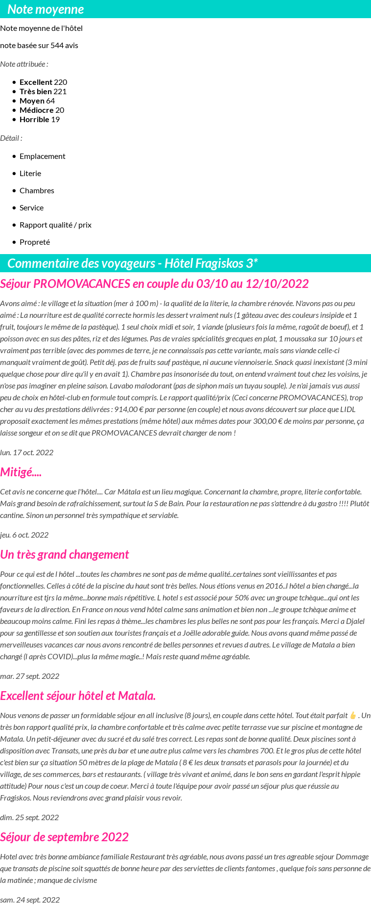 Avis clients