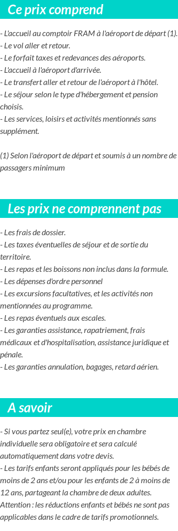 Conditions tarifaires