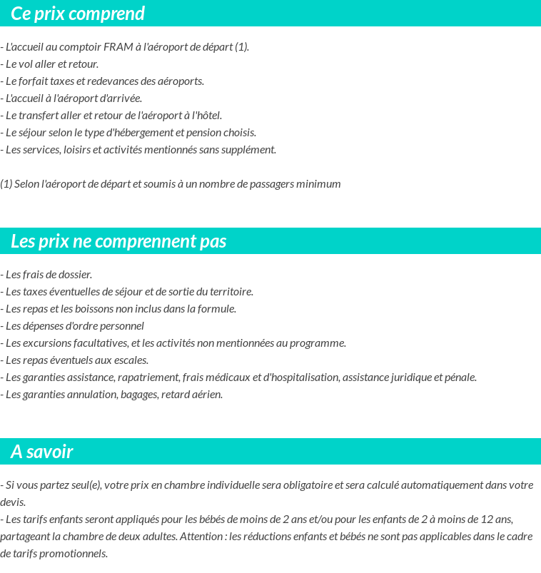 Conditions tarifaires